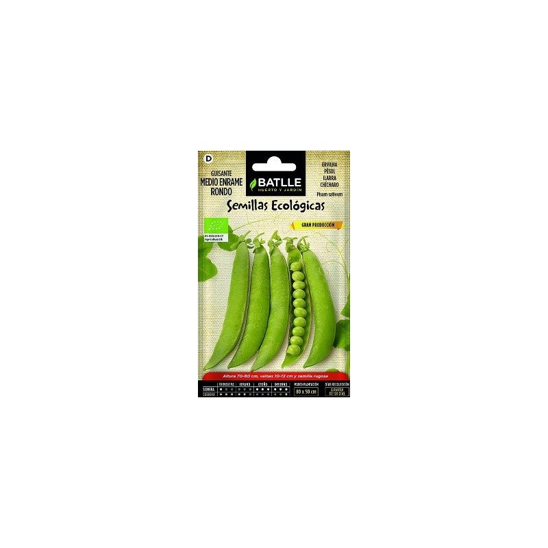 SEMILLAS ECOLOGICAS GUISANTE M.ENRAME RONDO 20GR