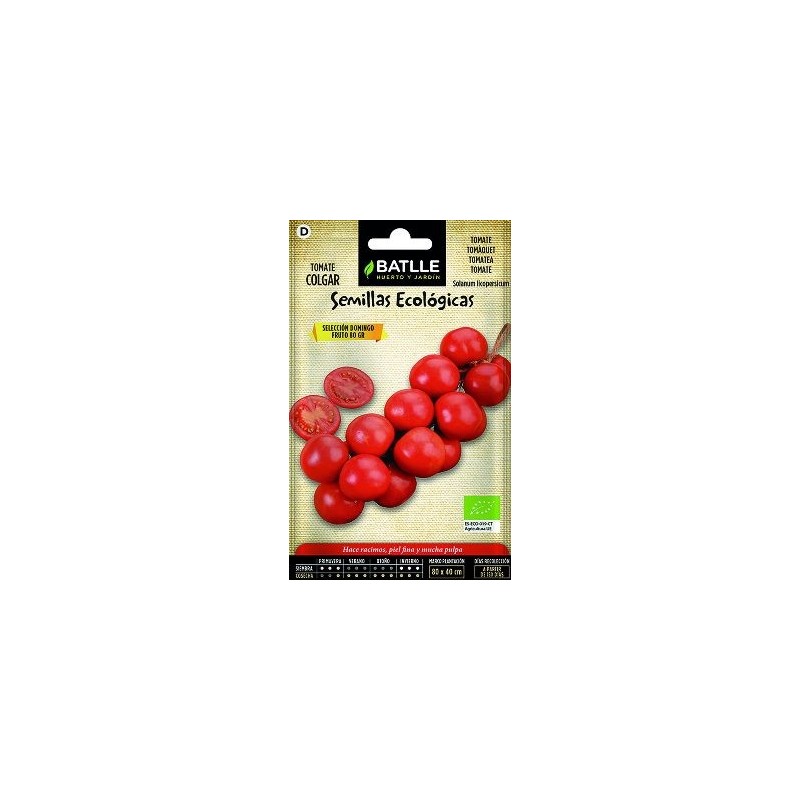 SEMILLAS ECOLOGICAS TOMATE COLGAR DOMINGO 0,5GR